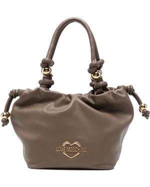 Love Moschino Bead-Embellished Ruched Tote Bag - Brown