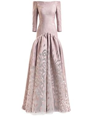 Gemy Maalouf Off-Shoulder Jacquard Dress - Pink