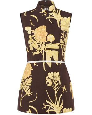 Moschino Floral-Print High-Neck Dress - Black
