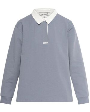 Munthe Becent Collared Long-Sleeved Polo Top - Blue