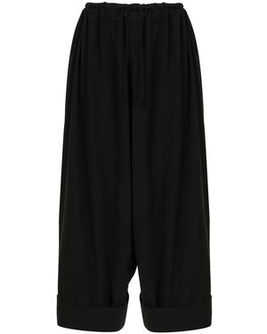 Y's Yohji Yamamoto Wide-Leg Cropped Trousers - Black