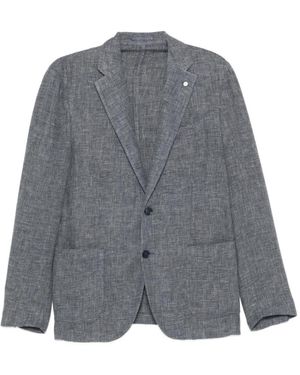 Luigi Bianchi Button Pin Blazer - Grey