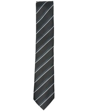 BOSS Diagonal-Stripe Tie - White