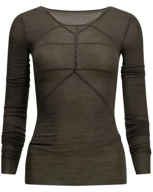 Rick Owens Exposed-Seam Long-Sleeve Top - Black