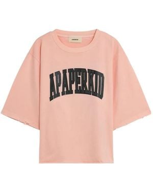 A PAPER KID Camiseta Con Bordes Sin Rematar - Rosa