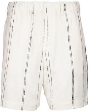 Commas Woven Stripe Resort Shorts - White