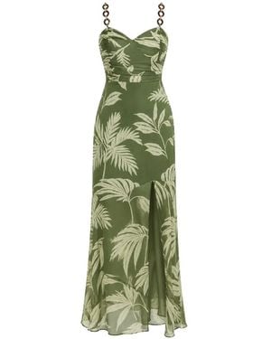 Guess Stacie Palm-Print Maxi Dress - Green