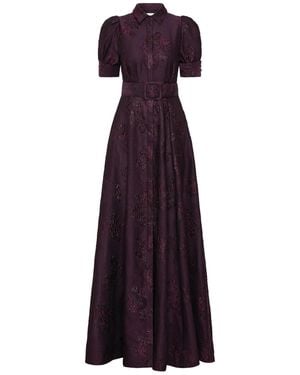 Rebecca Vallance Afina Brokat-Abendkleid Mit Puffärmeln - Lila