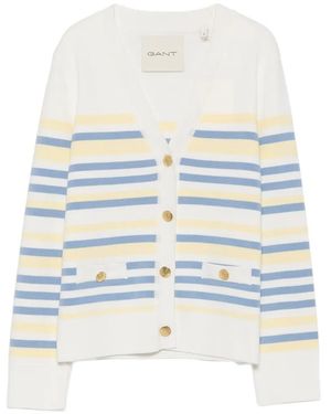 GANT Striped Button-Up Cardigan - White