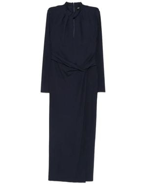Giorgio Armani Twist-Detail Keyhole-Neck Midi Dress - Blue