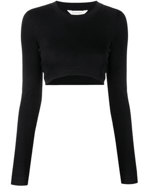 Palm Angels Fitted Ribbed Long Sleeve Tee - Black