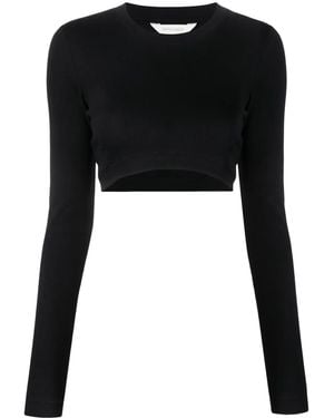 Palm Angels Top Crop A Maniche Lunghe - Nero