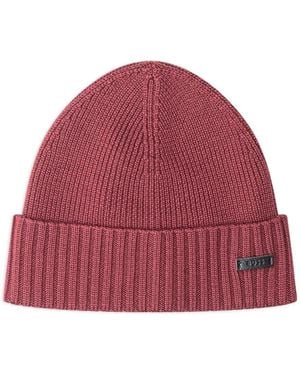 BOSS Ribbed Beanie Hat - Red