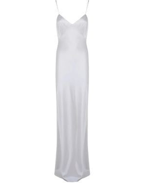 Max Mara Satin-Finish Spaghetti-Strap Maxi Dress - White