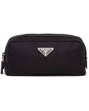 Prada Toilettas Met Logoplakkaat - Zwart