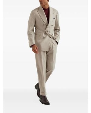 Brunello Cucinelli Double-Breasted Peak-Lapel Suit - Natural