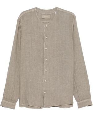 INLINUM Collarless Long-Sleeve Shirt - Natural