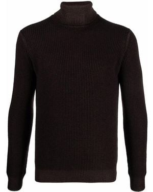 Dell'Oglio Merino Knit Roll Neck Jumper - Black