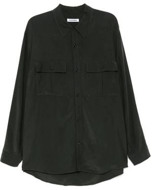 Attachment Fibril Taffeta Patch Pocket Shirt - Black