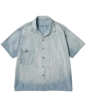 A.PRESSE Bleached Short-Sleeve Shirt - Blue