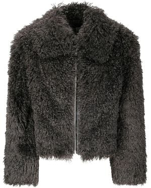 Stand Studio Short Faux Fur Jacket - Black