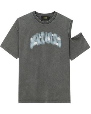 Mini Cream Cut-Out Star-Embellished T-Shirt - Grey