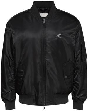 Calvin Klein Logo-Embroidered Bomber Jacket - Black