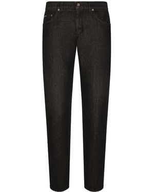 Dolce & Gabbana Jeans Affusolati Con Applicazione - Nero