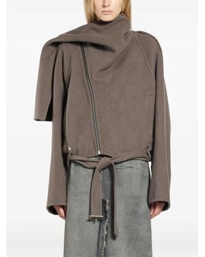 Rick Owens Scarf-Detail Jacket - Grey