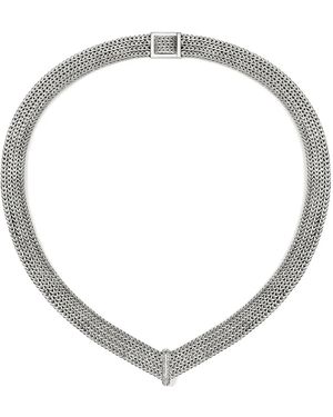 John Hardy Sterling Icon Link Diamond Necklace - Metallic