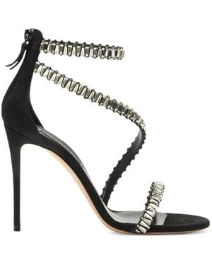 Casadei Julia Heaven Crystal-Embellished Wrap-Around Sandals - Black
