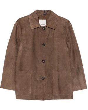 Sportmax Smmastrale Button-Fastening Leather Jacket - Brown