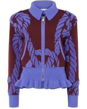 Temperley London Geometric-Pattern Cardigan - Blue