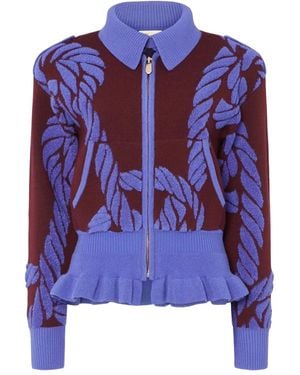 Temperley London Geometric-Pattern Cardigan - Blue