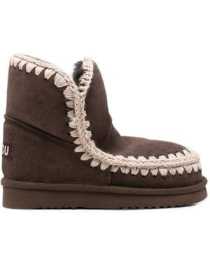 Mou Eskimo 18 Crochet-Trim Ankle Boots - Brown