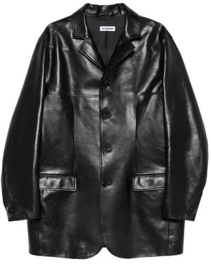 Jil Sander Buttoned Leather Jacket - Black