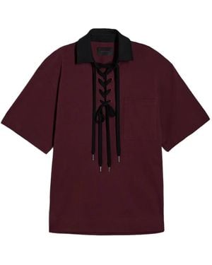 Simone Rocha Lace-Up Rugby Polo Shirt - Red