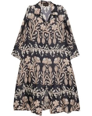 Biyan Floral Print Coat - Blue