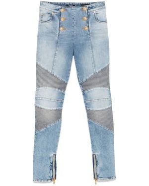 Balmain Jeans Con Design A Inserti - Blu