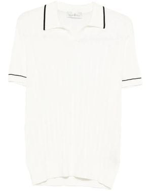 Della Ciana V-Neck Ribbed Polo Shirt - White