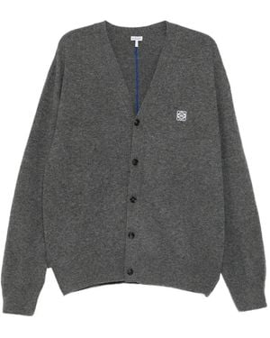 Loewe Logo-Embroidered Cardigan - Grey