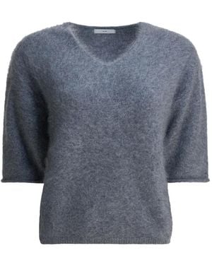 R2W T-Shirt Con Scollo A V - Grigio