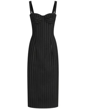 Dolce & Gabbana Pinstripe Wool Dress - Black