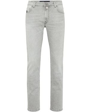 Billionaire Logo-Embroidered Jeans - Grey