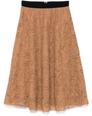 KARL LAGERFELD Orchid-Embroidered Skirt - Brown