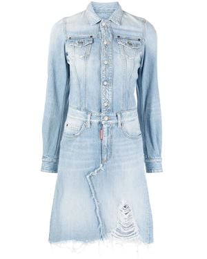 DSquared² Distressed Denim Dress - Blue