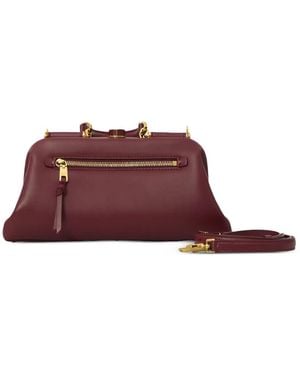 Dolce & Gabbana Logo-Print Leather Shoulder Bag - Purple