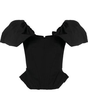 V:PM ATELIER Galaxy Puff-Sleeve Top - Black