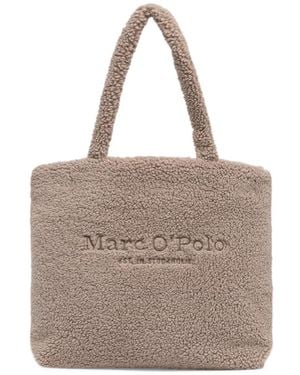 Marc O' Polo Fleece-Texture Logo-Embroidered Tote Bag - Natural