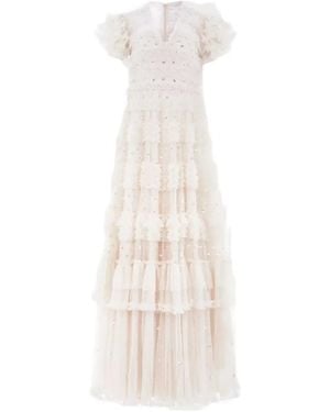 Needle & Thread Vivian Sequin Ruffled Dress - White